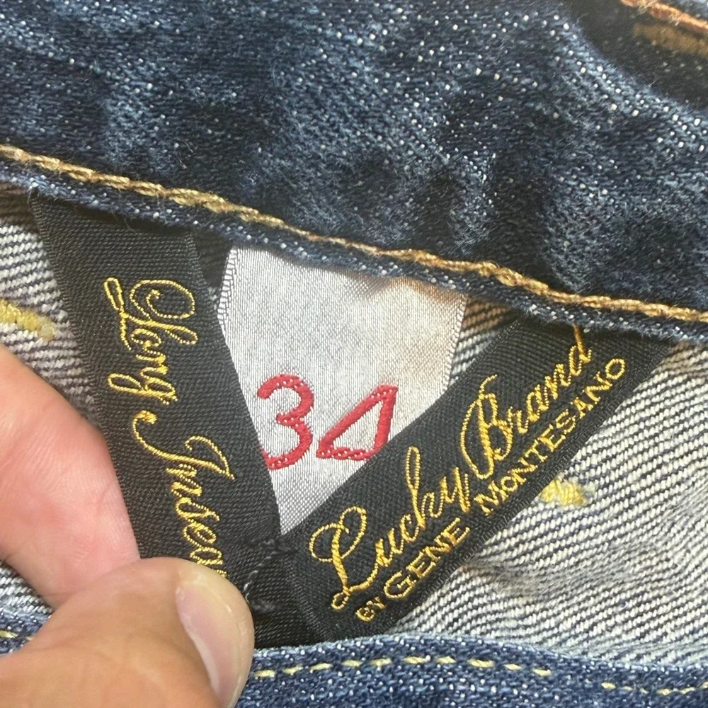 Lucky Brand Straight Leg Mens Size 34 Blue Faded Denim Jeans Classic Western